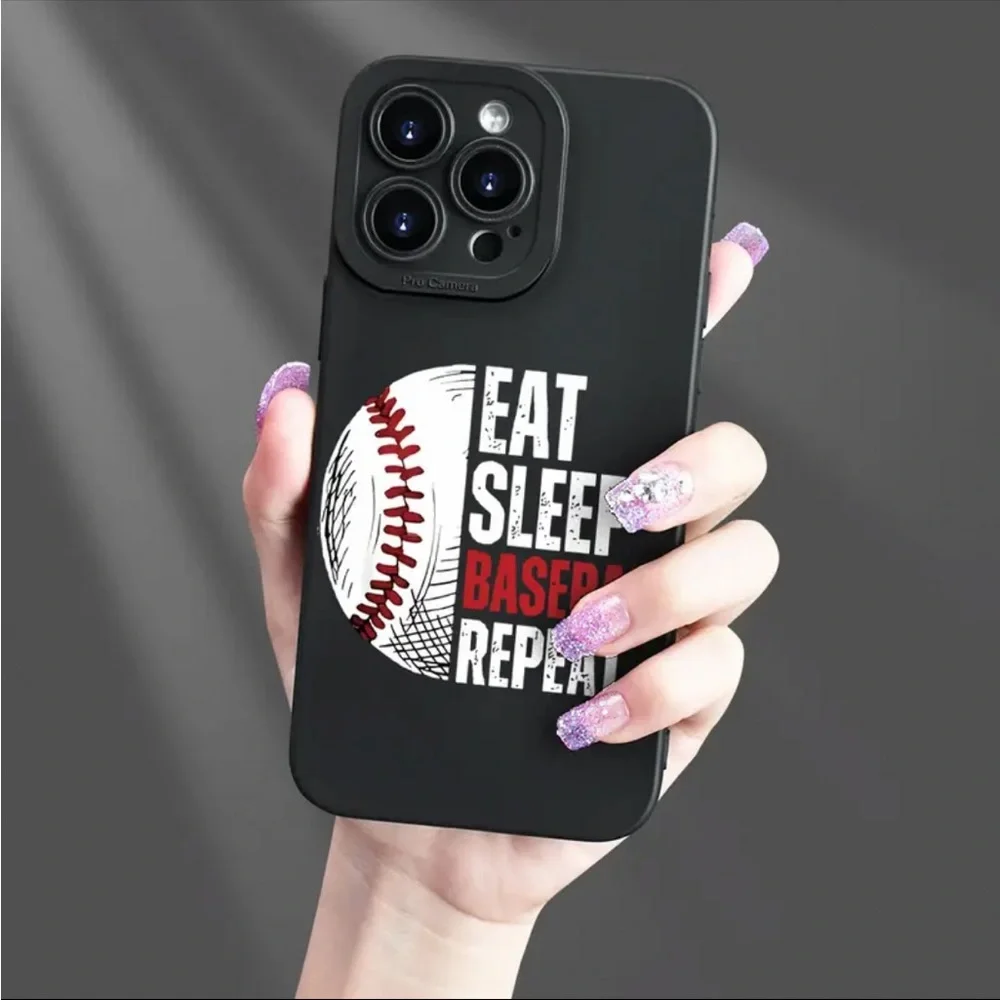 iPhone 15 Pro Phone Case Baseball Black Matte Texture Shockproof Case…